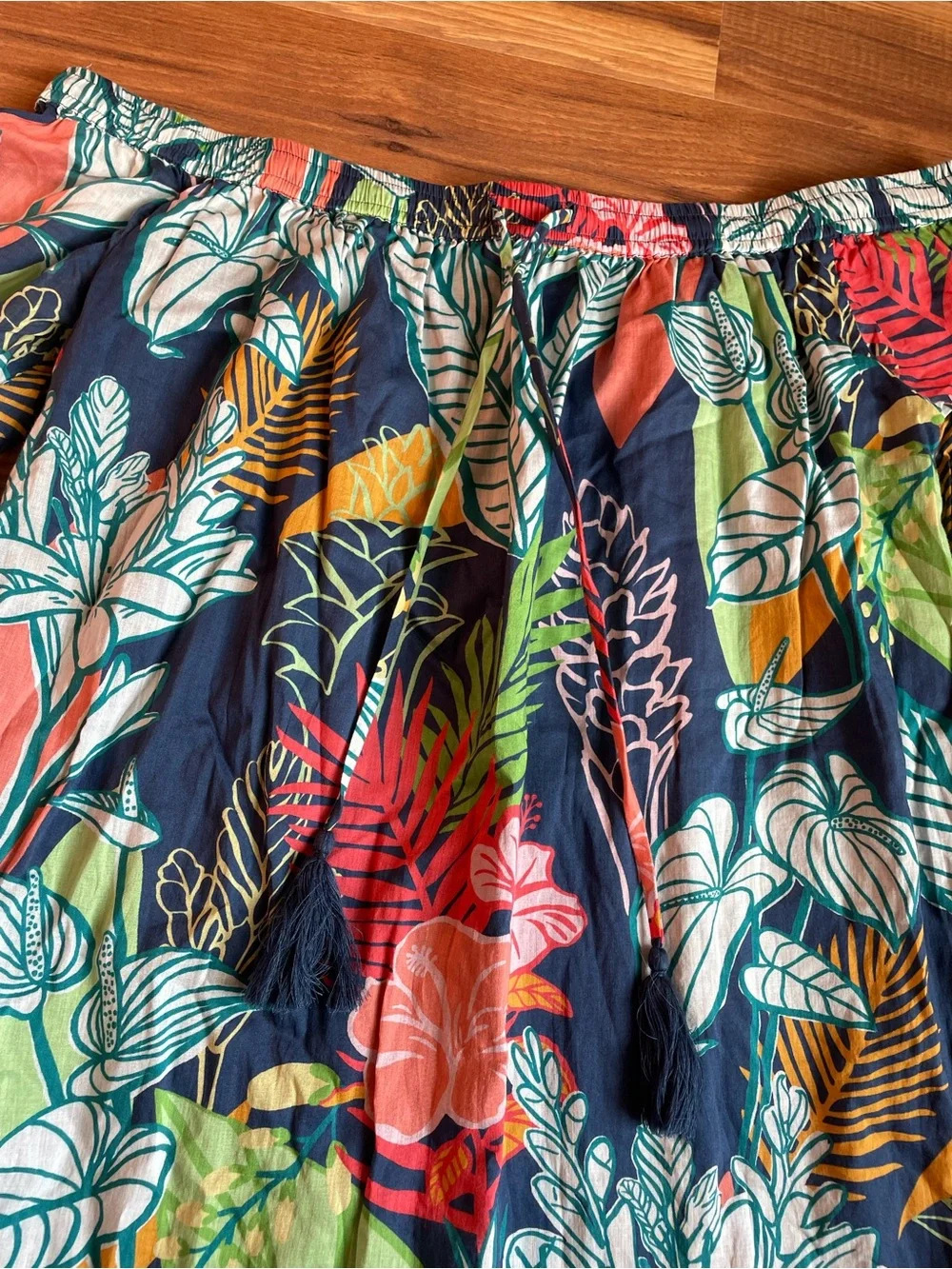 Tori Richard Off Shoulder Tropical Floral Cotton Ruffle Mini Dress M